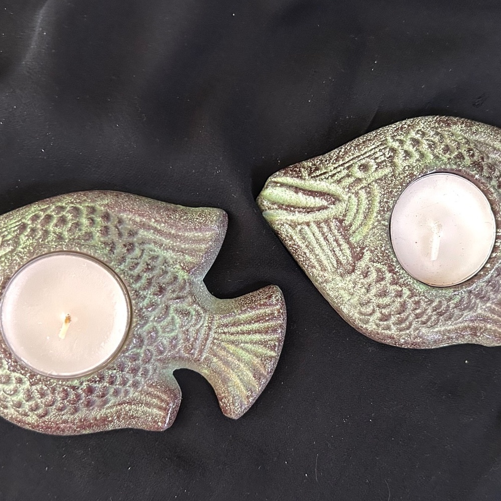 Two Metal Fish Tea Lights